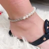 Pearl & Rope Chain Ankle Bracelet - Silver
