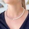 Pearl & Rope Chain Necklace - Silver