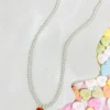 Pearl Bead Heart Charm Necklace - Red