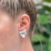 Pearl Bow Post Earrings - Silver