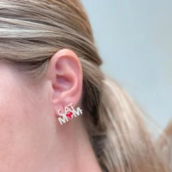 Pearl 'Cat Mom' Stud Earrings