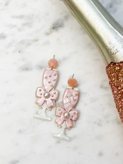 Pearl Champagne Acrylic Dangle Earrings