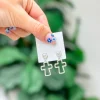 Pearl Lined Cross Dangle Earrings - Silver