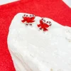 Pearl Striped Candy Cane Stud Earrings - Red