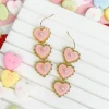 Pearly Heart Trio Dangle Earrings - Blush