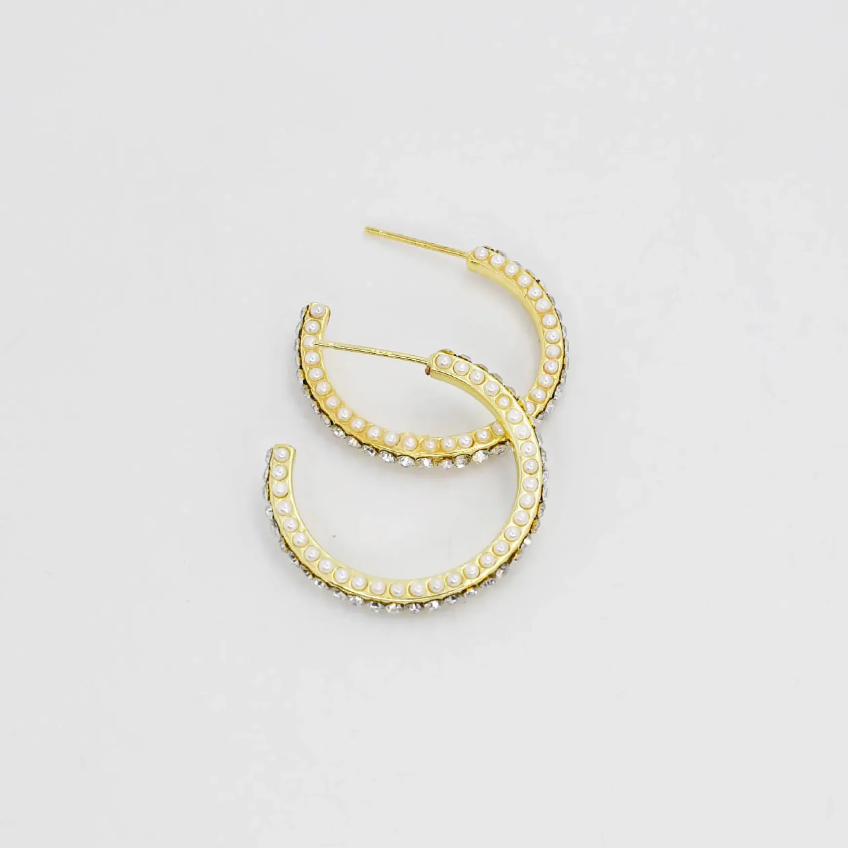 Pearly Sparkle Hoop Earrings