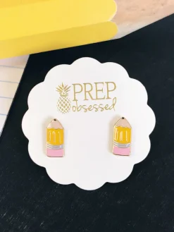 Pencil Signature Enamel Studs by Prep Obsessed