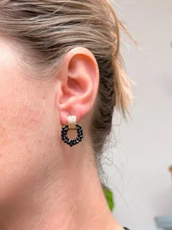 Petite Beaded Drop Earrings - Jet