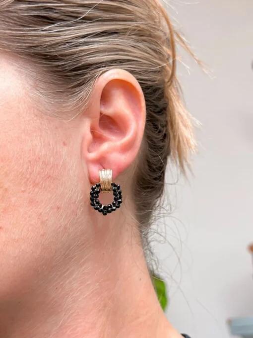 Petite Beaded Drop Earrings - Jet
