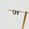 Petite Enamel Hoop Earrings - Black