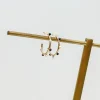Petite Enamel Studded Hoop Earrings - Black & White