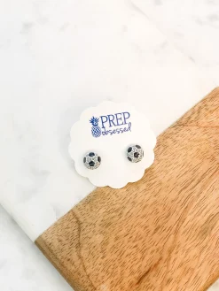 Petite Pave Soccer Stud Earrings