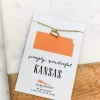 Petite State Outline Pendant Necklaces by Lucky Feather - Kansas