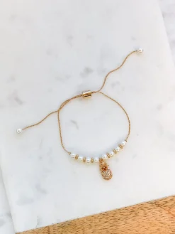 Pineapple Of My Eye Pearl Pull Bracelet - Gold