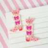 Pink Bow Boot Dangle Earrings