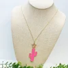 Pink Cactus Enamel Pendant Necklace