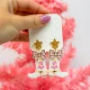 Pink Chrismtas Tree Boot Dangle Earrings