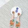 Pink Flower Rose Champagne Clay Earrings