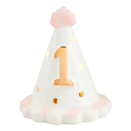 Pink 1st Birthday Hat Light-Up Sitter by Mud Pie