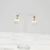 Pom Post Dangle Earrings - White
