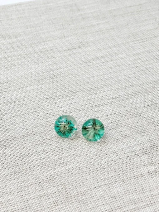 Pressed Flower Acrylic Stud Earrings - Green
