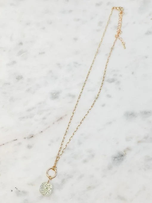 Pressed Flower Pendant Necklace - White