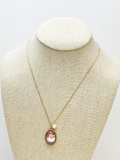Printed Cheetah Santa Pendant Necklace