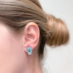 Printed Sugar Skull Stud Earrings - Choice of Color