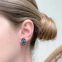 Printed Sugar Skull Stud Earrings - Choice of Color