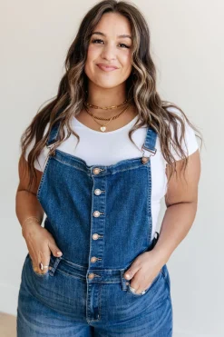 Priscilla High Rise Crop Wide Leg Denim Overalls by Judy Blue