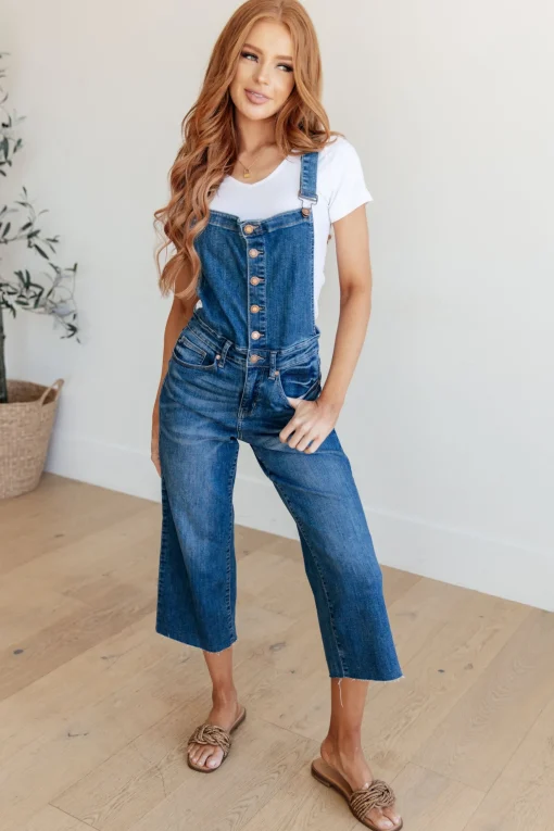 Priscilla High Rise Crop Wide Leg Denim Overalls by Judy Blue