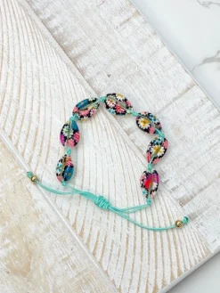 Puka Shell Adjustable Bracelet - Floral