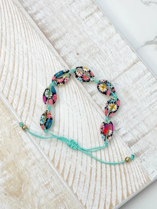 Puka Shell Adjustable Bracelet - Floral