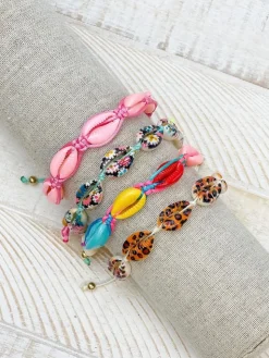 Puka Shell Adjustable Bracelet - Floral