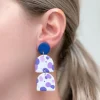 Purple Multi Geometric Clay Dangles - Half-Circles