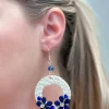 Raffia Floral Wreath Dangle Statement Earrings