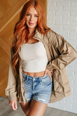 Rain, Rain Go Away Parachute Jacket in Camel
