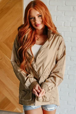 Rain, Rain Go Away Parachute Jacket in Camel