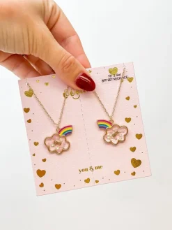 Rainbow & Cloud 'BFF' Necklace Set