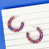 Rainbow Confetti Glitter Clear Resin Hoops