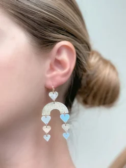 Rainbow Heart Iridescent Dangle Earrings