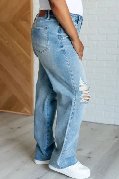 Ramona High Rise Rigid Magic Destroyed Straight Jeans by Judy Blue