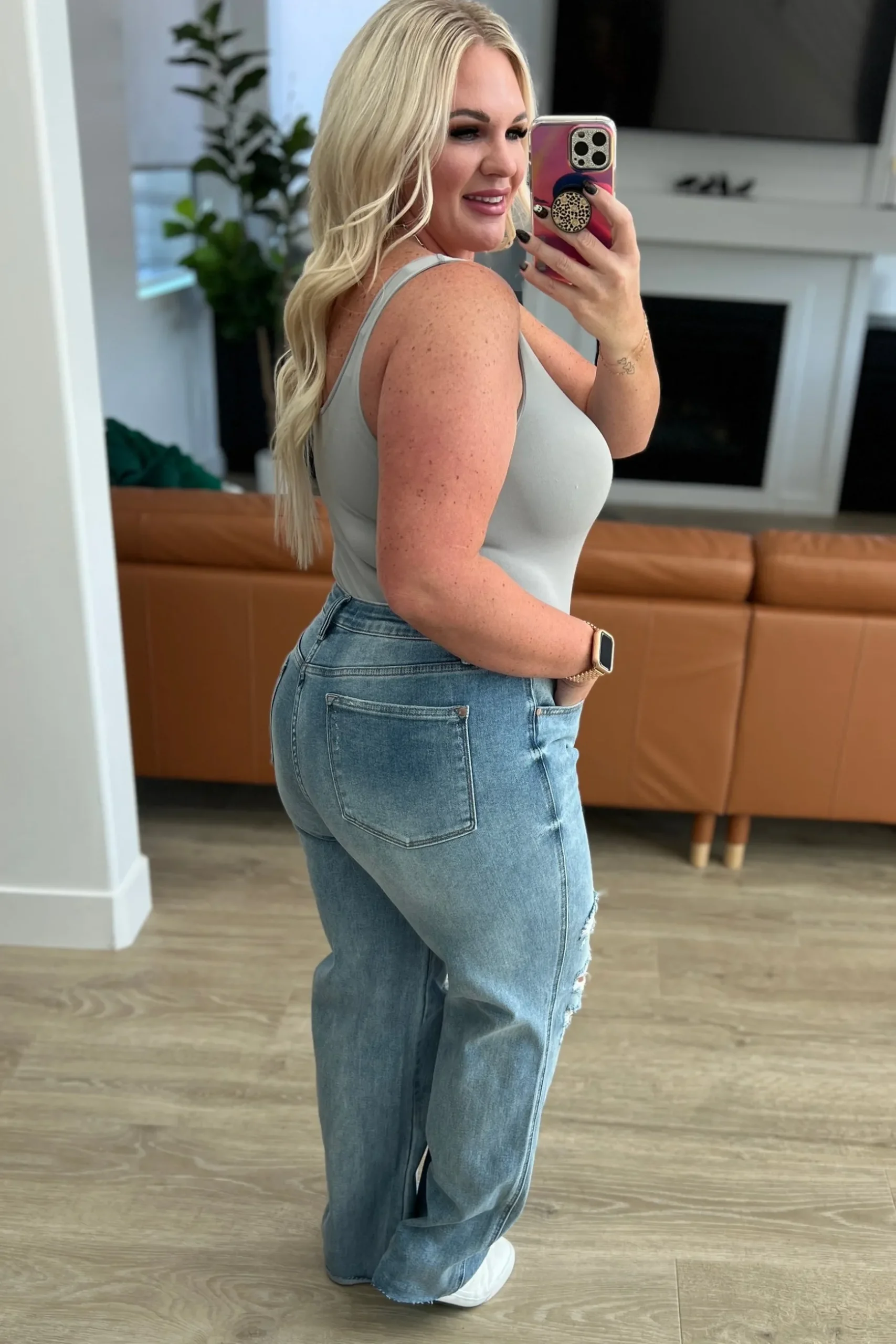 Ramona High Rise Rigid Magic Destroyed Straight Jeans by Judy Blue