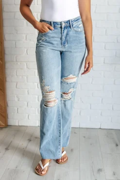 Ramona High Rise Rigid Magic Destroyed Straight Jeans by Judy Blue