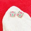 Red & Green Christmas Printed Stud Earrings