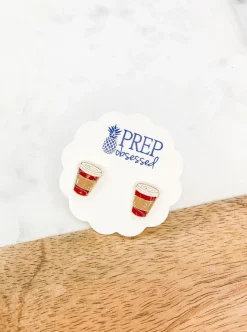 Red Coffee Cup Signature Enamel Studs by Prep Obsessed