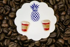 Red Coffee Cup Signature Enamel Studs by Prep Obsessed