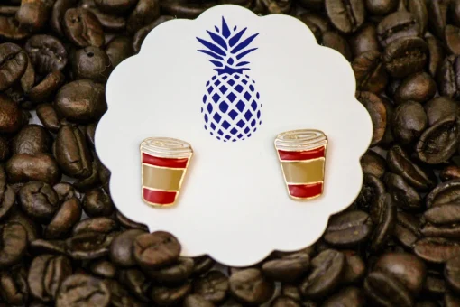 Red Coffee Cup Signature Enamel Studs by Prep Obsessed