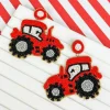 Red Tractor Seed Bead Drop Earrings