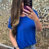 Relaxed Fit Round Neck Short Sleeve Top - Royal Blue by Sew In Love